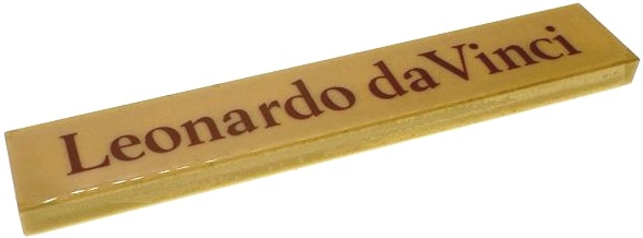 Tile 1 x 6 with Reddish Brown 'Leonardo da Vinci' Pattern: {тухлено жълт}