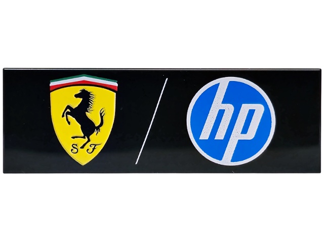Tile 2 x 6 with Ferrari and 'hp' Logos Pattern: {черен}