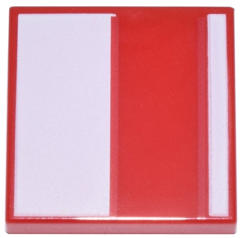 Tile 2 x 2 with White Rectangle and Line Pattern: {ярко червен}