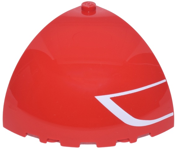Panel 5 x 5 x 3 1/3 Corner Convex with Curved Top with White Angled Line Pattern Model Right Side: {ярко червен}