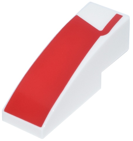 Slope, Curved 3 x 1 with Red Panel and Line Pattern Model Left Side: {бял}