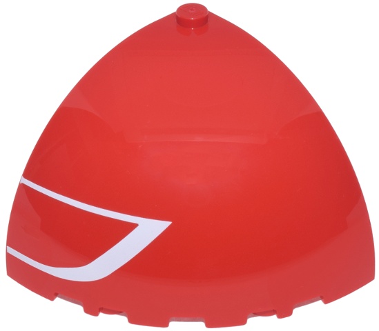 Panel 5 x 5 x 3 1/3 Corner Convex with Curved Top with White Angled Line Pattern Model Left Side: {ярко червен}