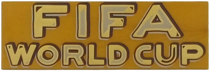 Tile 2 x 6 with Gold, Tan, Dark Brown and Reddish Brown 'FIFA WORLD CUP' Pattern: {топло златист}