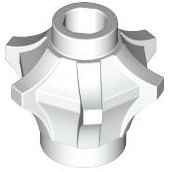 Rock 1 x 1 Crystal 6 Point (Mace Head / Brick, Round 1 x 1 with 6 Barbs / Points): {бял}