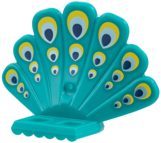 Minifigure Costume Turkey / Peacock Fan Tail with Yellow, Metallic Light Blue, and Dark Blue False Eyes Pattern: {ярко синьо-зелен}