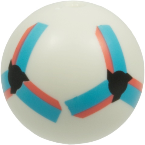 Ball, Sports Soccer with Stud Holder with Black, Coral and Medium Azure Intersecting Geometric Shapes Pattern: {бял}