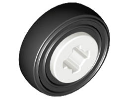 Wheel 8mm D. x 6mm with Black Tire 14mm D. x 4mm Smooth Small Single (4624 / 3139): {бял}