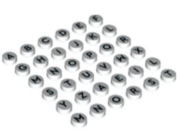 Tile, Round 1 x 1, Alphabet Letters, 36 in Bag (Multipack) : {бял}