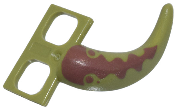 Minifigure Costume Tail Dinosaur with Reddish Brown Stripes and Dots Pattern: {маслинено зелен}