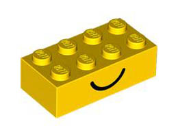 Brick 2 x 4 with Smile and Frown Pattern on Opposite Sides: {ярко жълт}