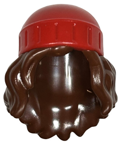 Mini Doll, Hair Combo, Hair with Hat, Long Wavy with Molded Red Beanie Pattern: {червеникаво-кафяв}