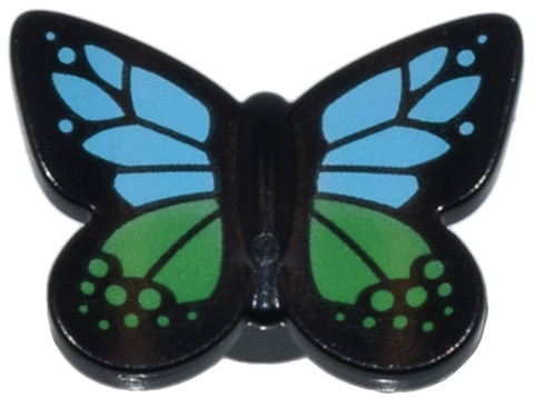 Butterfly with Stud Holder with Medium Azure and Bright Green Wings Pattern: {черен}