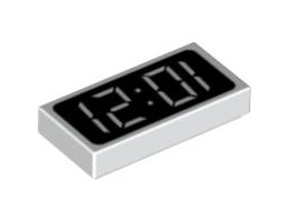 Плоска плочка 1X2 декор. Дисплей: {бял}