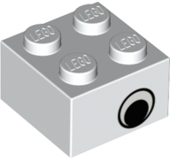 Brick 2 x 2 with Eye with White Pattern on Two Sides, Offset: {бял}