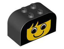 Slope, Curved 4 x 2 x 2 Double with Four Studs with Yellow Face, Simple Pattern: {черен}