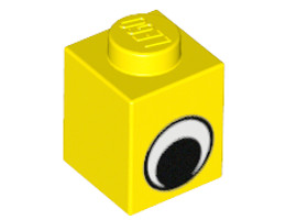 Brick 1 x 1 with Eye Simple Black and White Pattern: {ярко жълт}