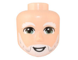 Mini Doll, Head Friends Male Large with White Eyebrows and Beard, Sand Green Eyes, Smile with Teeth Pattern: {светло нуга}