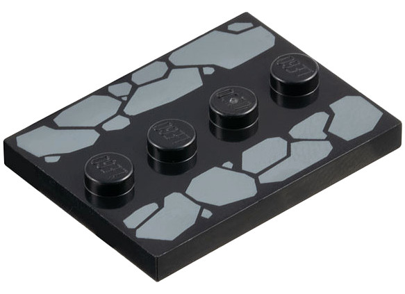 Tile, Modified 3 x 4 with 4 Studs in Center with Dark Bluish Gray Cobblestones Pattern: {черен}