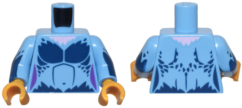 Medium Blue Torso Female Dark Blue Chest Feathers and Bright Pink Neck Pattern / Medium Blue Arms with Dark Blue Feathers Pattern / Pearl Gold Hands: {умерено син}