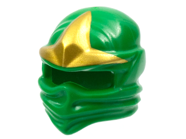 Minifigure, Headgear Ninjago Wrap with Gold 3 Point Emblem Pattern: {тъмно зелен}