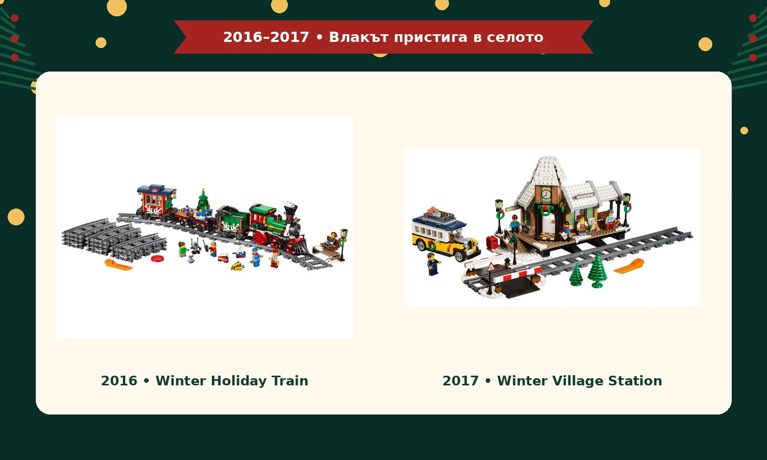 LEGO® Winter Holiday Train 10254 и Winter Village Station 10259