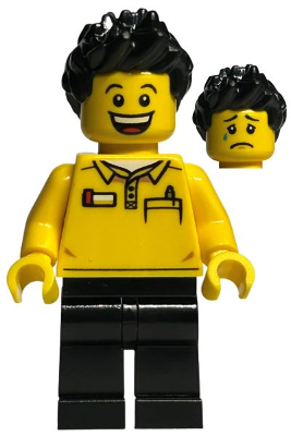 LEGO Store Employee, Black Legs and Spiked Hair – БРИКЛИНК ДЕЗАЙНЕРСКА ПРОГРАМА