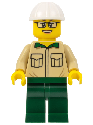 Construction Engineer / Architect - Female, Tan Shirt, Dark Green Legs, White Construction Helmet – БРИКЛИНК ДЕЗАЙНЕРСКА ПРОГРАМА