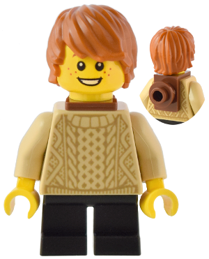 Traveler - Boy, Tan Knit Sweater, Black Short Legs, Reddish Brown Neck Bracket and Round Plate, Dark Orange Hair – БРИКЛИНК ДЕЗАЙНЕРСКА ПРОГРАМА