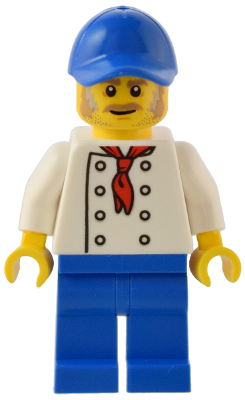 Hot Dog Stand Manager - White Torso with 8 Buttons, No Wrinkles Front or Back, Blue Legs, Blue Cap – БРИКЛИНК ДЕЗАЙНЕРСКА ПРОГРАМА