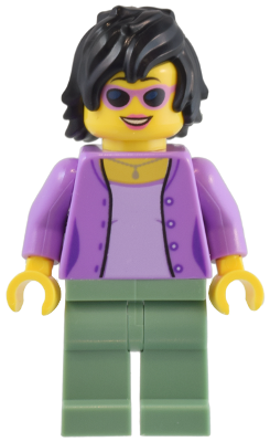 1950s Diner Patron - Female, Medium Lavender Jacket, Sand Green Legs, Black Hair – БРИКЛИНК ДЕЗАЙНЕРСКА ПРОГРАМА