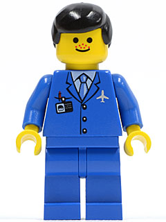 Airport - Blue 3 Button Jacket & Tie, Black Male Hair, Freckles – ГРАДСКИ