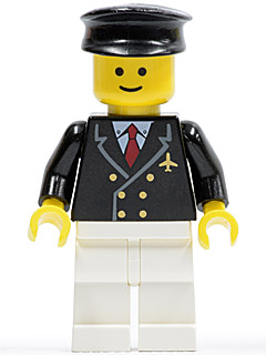 Airport - Pilot with Red Tie and 6 Buttons, White Legs, Black Hat, Standard Grin – ГРАДСКИ