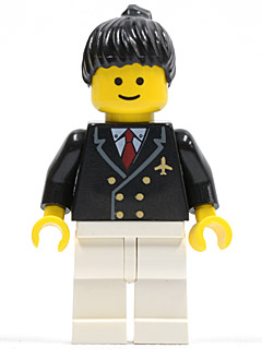 Airport - Pilot with Red Tie and 6 Buttons, White Legs, Black Ponytail Hair, Standard Grin – ГРАДСКИ