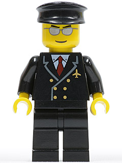Airport - Pilot with Red Tie and 6 Buttons, Black Legs, Black Hat, Silver Glasses – ГРАДСКИ