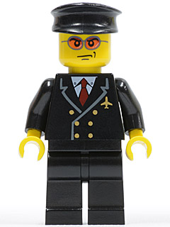 Airport - Pilot with Red Tie and 6 Buttons, Black Legs, Black Hat, Orange Sunglasses – ГРАДСКИ