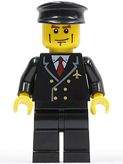 Airport - Pilot with Red Tie and 6 Buttons, Black Legs, Black Hat, Vertical Cheek Lines – ГРАДСКИ