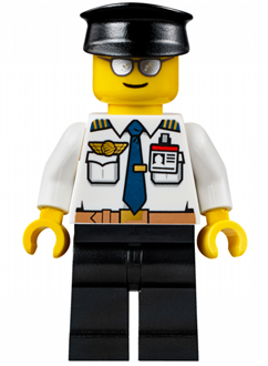 Airport - Pilot, White Shirt with Dark Blue Tie, Belt and ID Badge, Black Legs, Black Hat – ГРАДСКИ