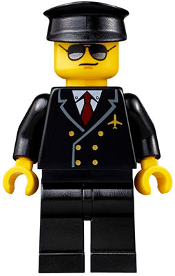 Airport - Pilot, Black Legs, Red Tie and 6 Buttons, Black Hat, Black and Silver Sunglasses – ГРАДСКИ