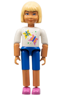 Belville Female - Blue Shorts, White Shirt with Butterflies Pattern, Light Yellow Hair – БЕЛВИЛ
