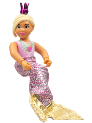 Belville Female - Pink Swimsuit with Seashell Pattern, Light Yellow Hair, Crown, Mermaid Tail – БЕЛВИЛ