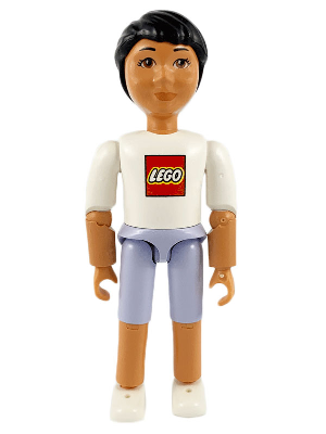 Belville Male - Light Violet Shorts, White Shirt with LEGO Logo, Black Hair – БЕЛВИЛ