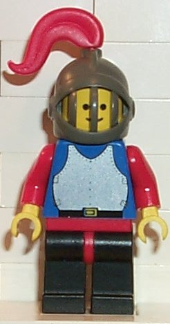 Breastplate - Blue with Red Arms, Black Legs with Red Hips, Dark Gray Grille Helmet, Red Plume – ЗАМЪЦИ