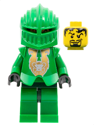 Knights Kingdom II - Rascus with Gold Pattern Armor, Plain Torso, Dark Green Hips and Helmet – ЗАМЪЦИ