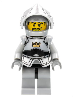 Fantasy Era - Crown Knight Plain with Breastplate, Helmet with Visor, Curly Eyebrows and Goatee, Black Hips, Light Bluish Gray Legs – ЗАМЪЦИ
