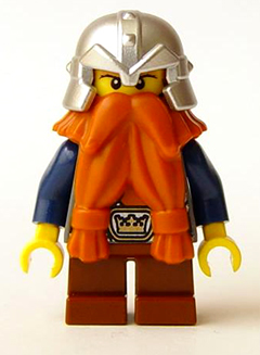 Fantasy Era - Dwarf, Dark Orange Beard, Metallic Silver Helmet with Studded Bands, Dark Blue Arms, Pale Brown Beard – ЗАМЪЦИ