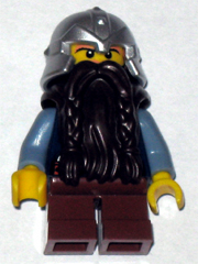 Fantasy Era - Dwarf, Dark Brown Beard, Metallic Silver Helmet with Studded Bands, Sand Blue Arms – ЗАМЪЦИ
