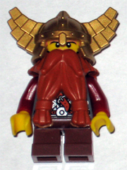 Fantasy Era - Dwarf, Dark Orange Beard, Metallic Gold Helmet with Wings, Dark Red Arms – ЗАМЪЦИ