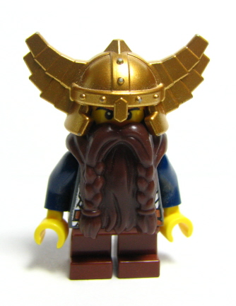 Fantasy Era - Dwarf, Dark Brown Beard, Metallic Gold Helmet with Wings, Dark Blue Arms – ЗАМЪЦИ