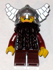 Fantasy Era - Dwarf, Dark Brown Beard, Metallic Silver Helmet with Wings, Dark Red Arms – ЗАМЪЦИ