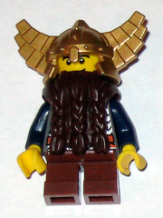 Fantasy Era - Dwarf, Dark Brown Beard, Metallic Gold Helmet with Wings, Dark Blue Arms, Dual Sided Head – ЗАМЪЦИ